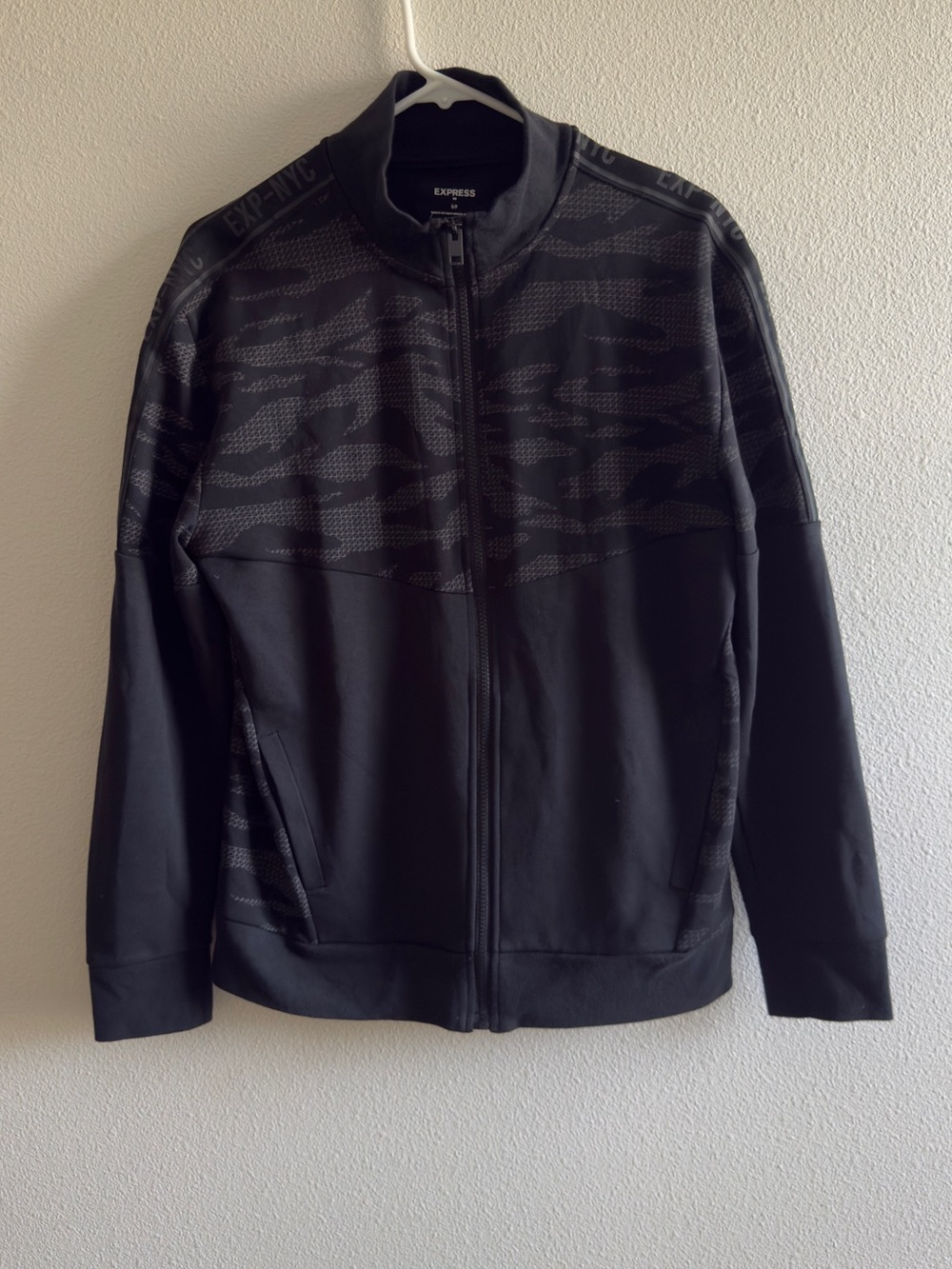 Express Men's Black Tonal Camo Zip Jacket